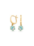 Paw Enamel Kids Drop Earrings in 14K Gold by Elef Jewelry