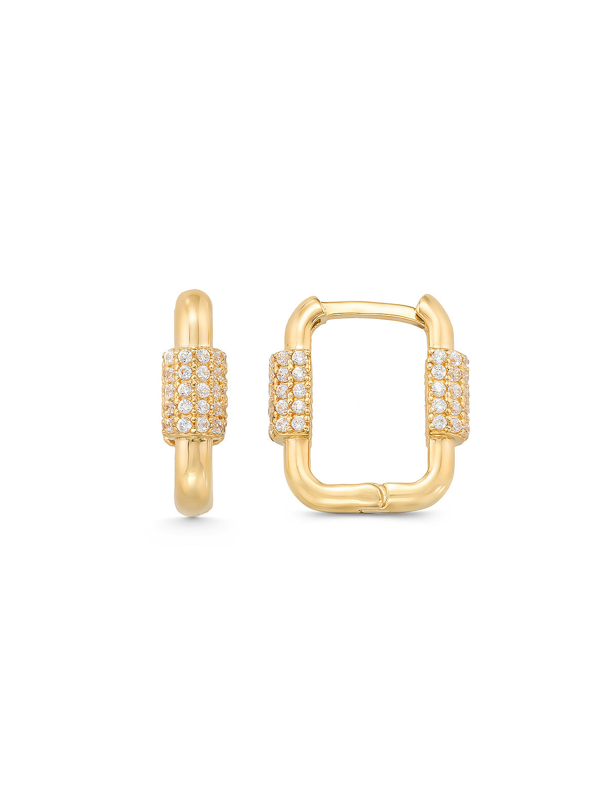 Pavé Stone Link Form Earrings in 14K Gold by Elef Jewelry