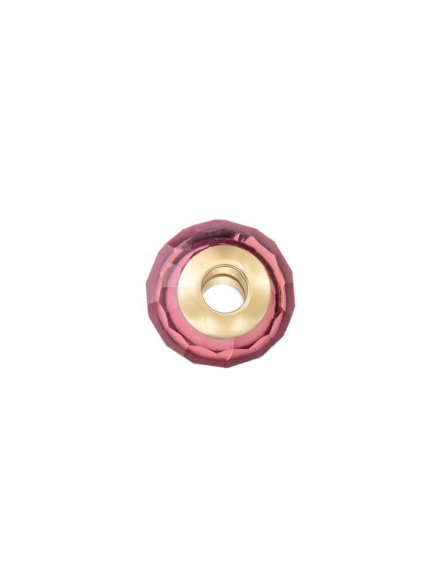 Pink Facet Cut Murano Glass Charm in 14K Gold