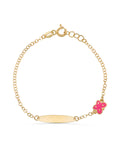 14K Gold Pink Butterfly Enamel Kids Id Bracelet by Elef Jewelry