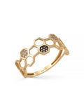 Honeycomb Form Stone Ornamented Ring in 14K Gold by Elef Jewelry