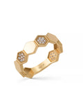Honeycomb Form Stone Ring in 14K Gold by Elef Jewelry