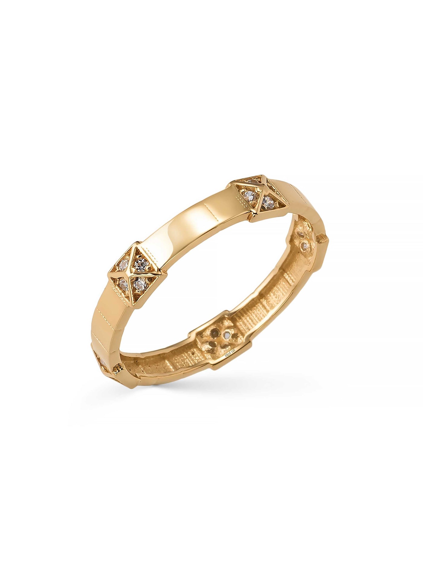 Pyramid Stone Accents Ring in 14K Gold by Elef Jewelry