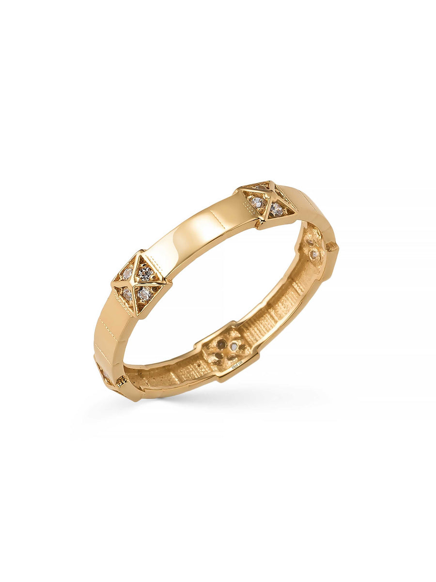 Pyramid Stone Accents Ring in 14K Gold