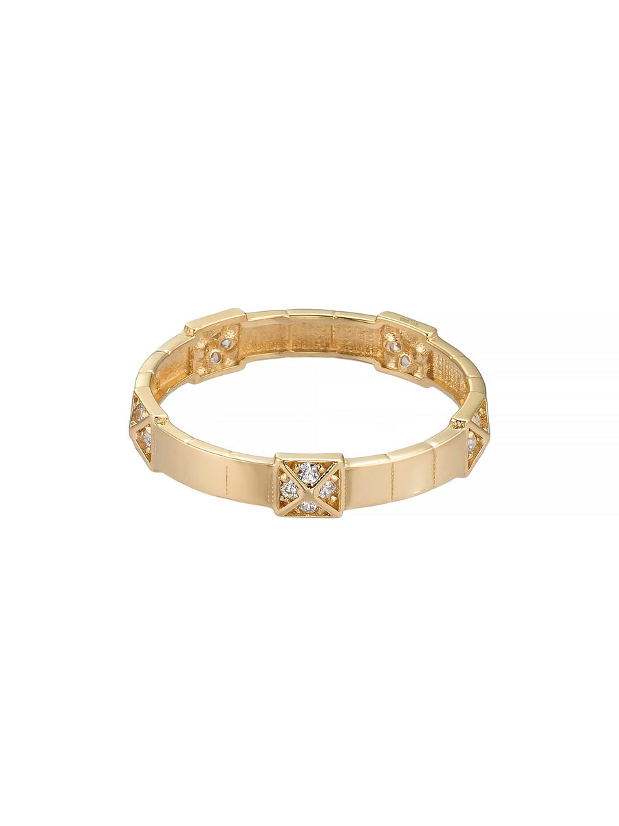 Pyramid Stone Accents Ring in 14K Gold