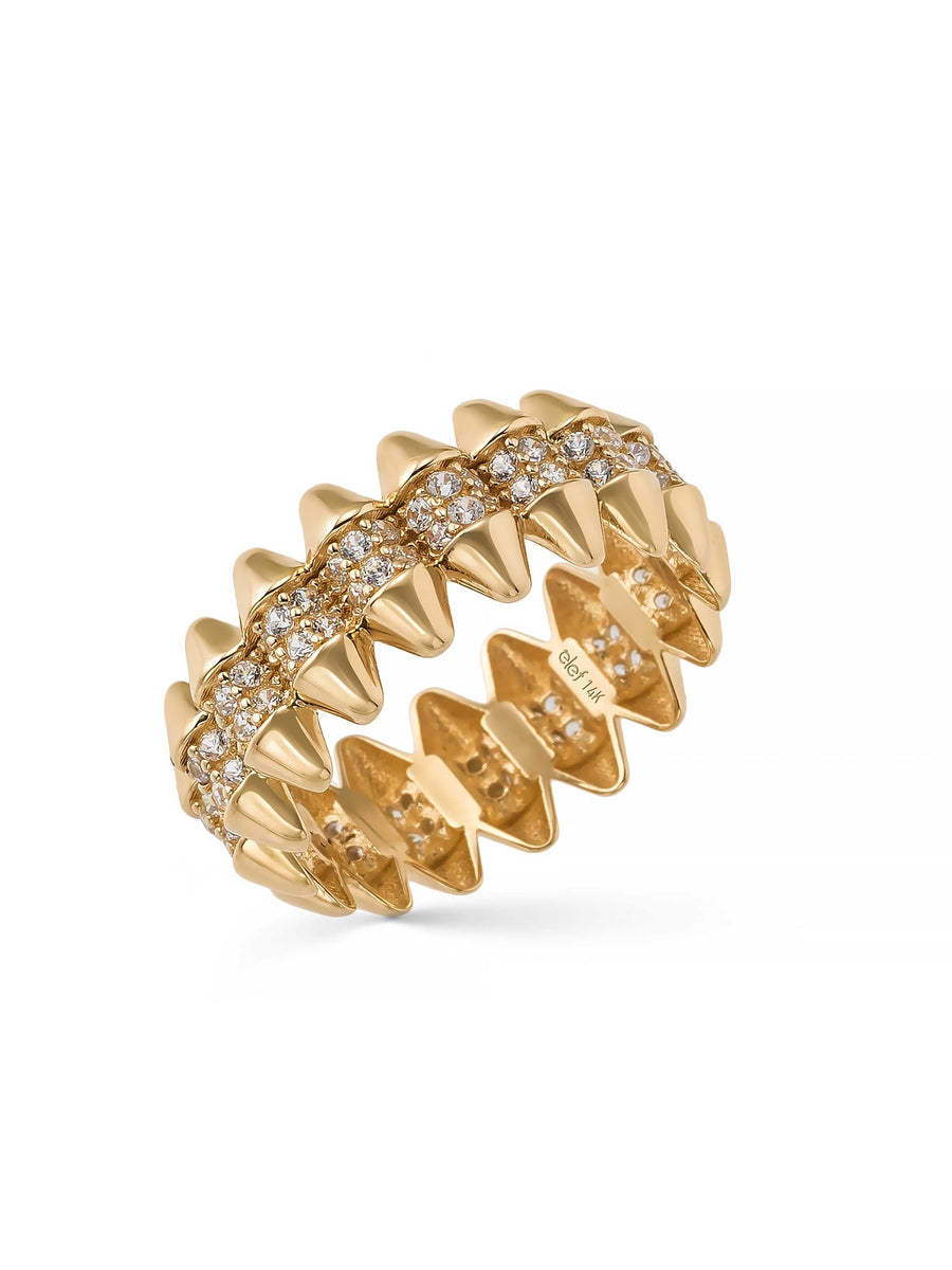 Diamond-Inspired Modern Accented Ring in 14K Gold
