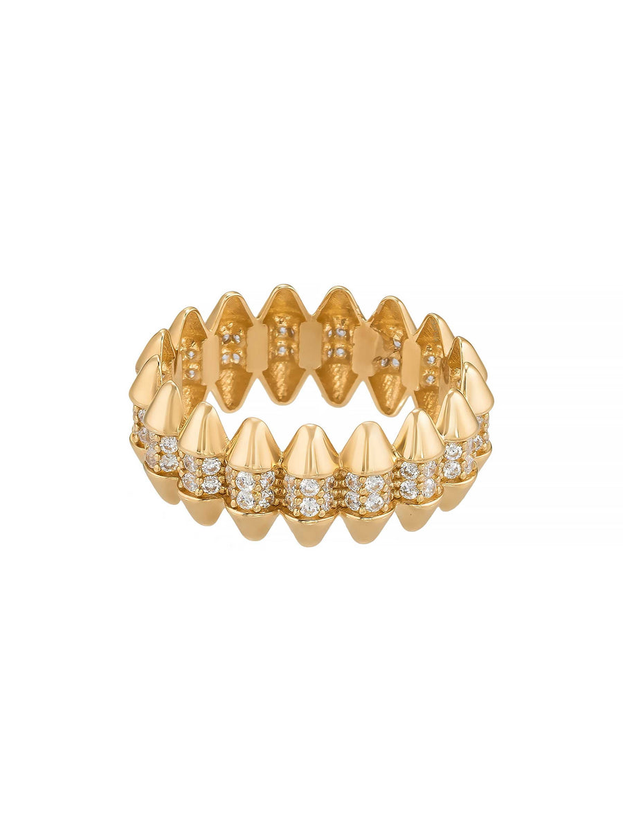 Diamond-Inspired Modern Accented Ring in 14K Gold