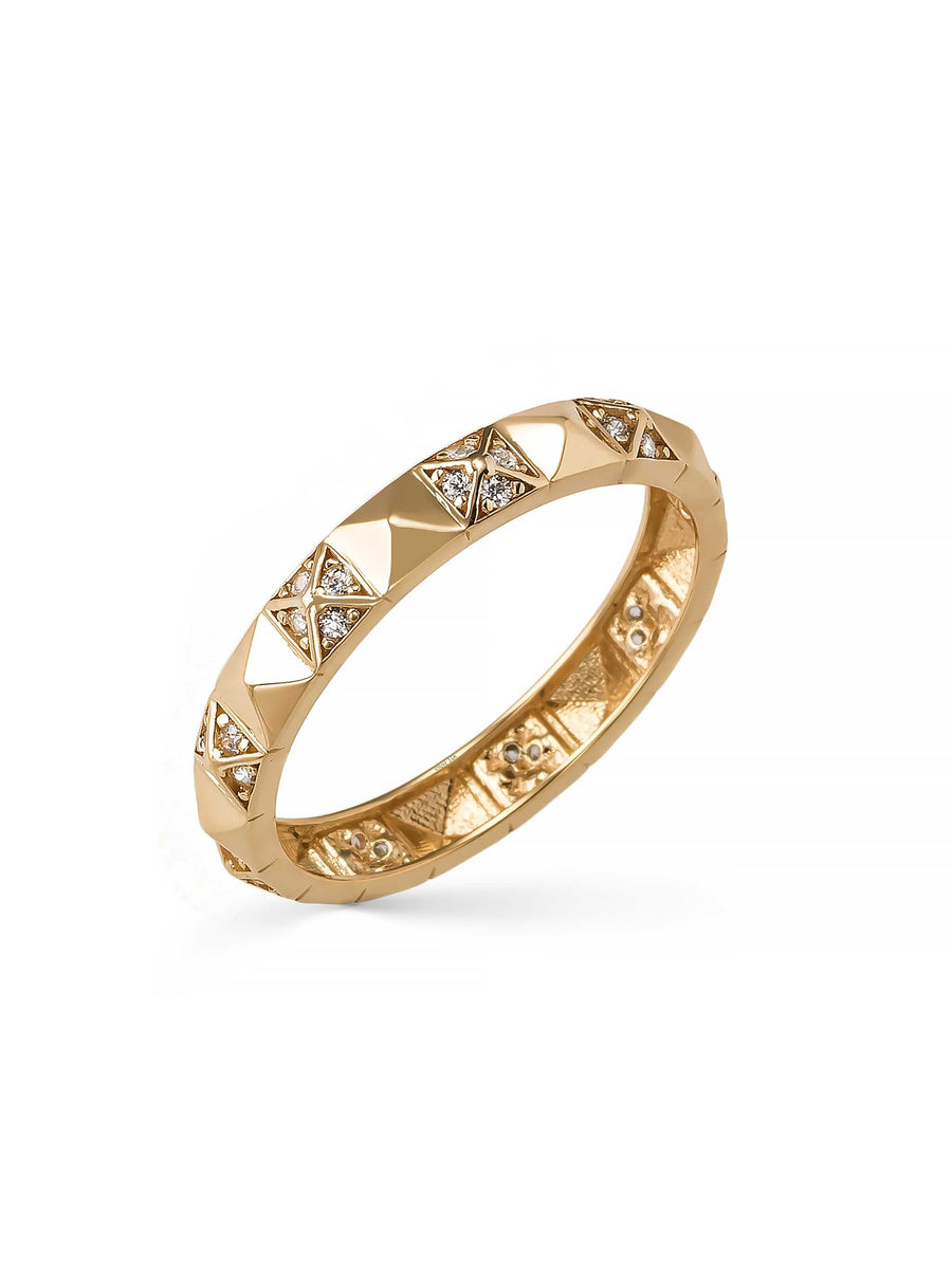 Diamond-Inspired Pyramid Form Ring in 14K Gold