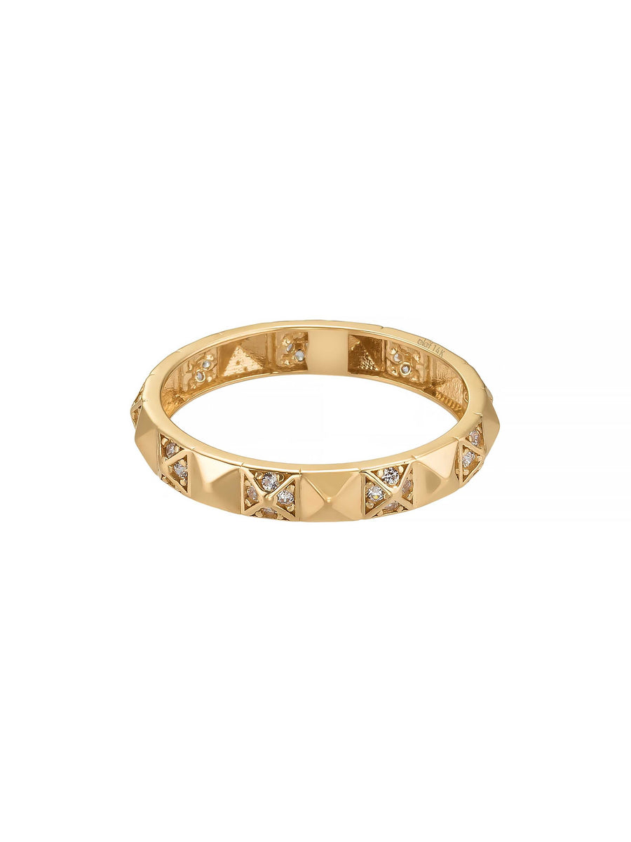 Diamond-Inspired Pyramid Form Ring in 14K Gold