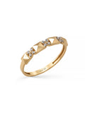 Diamond-Inspired Pyramid & Flower Motif Ring in 14K Gold by Elef Jewelry