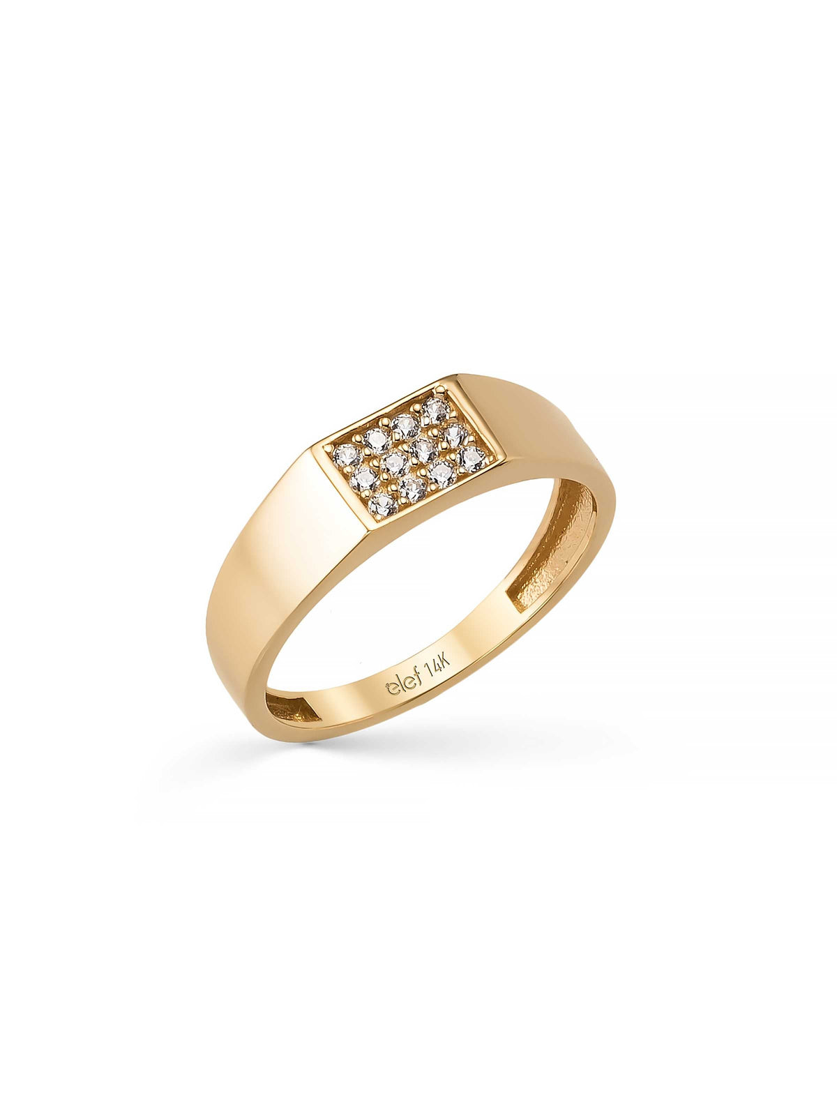 Diamond-Inspired Disc Stone Ring in 14K Gold by Elef Jewelry