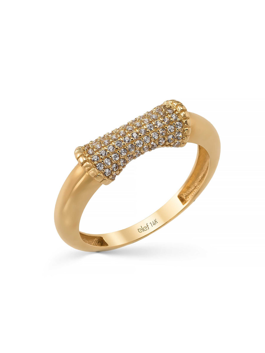 Diamond-Inspired Row Domed Ring in 14K Gold