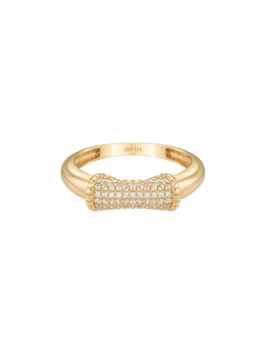 Diamond-Inspired Row Domed Ring in 14K Gold