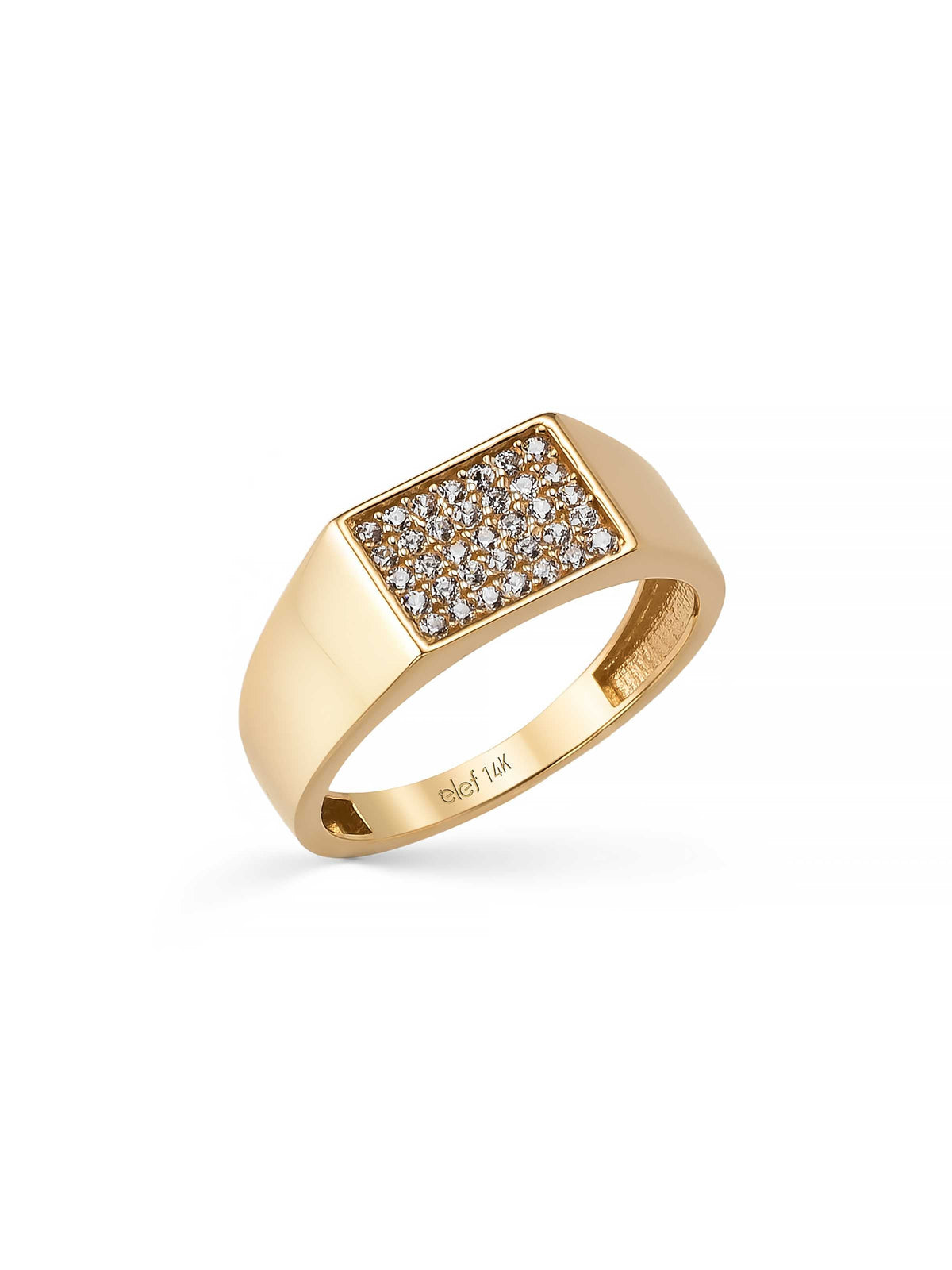 Diamond-Inspired Row Rectangular Ring in 14K Gold by Elef Jewelry