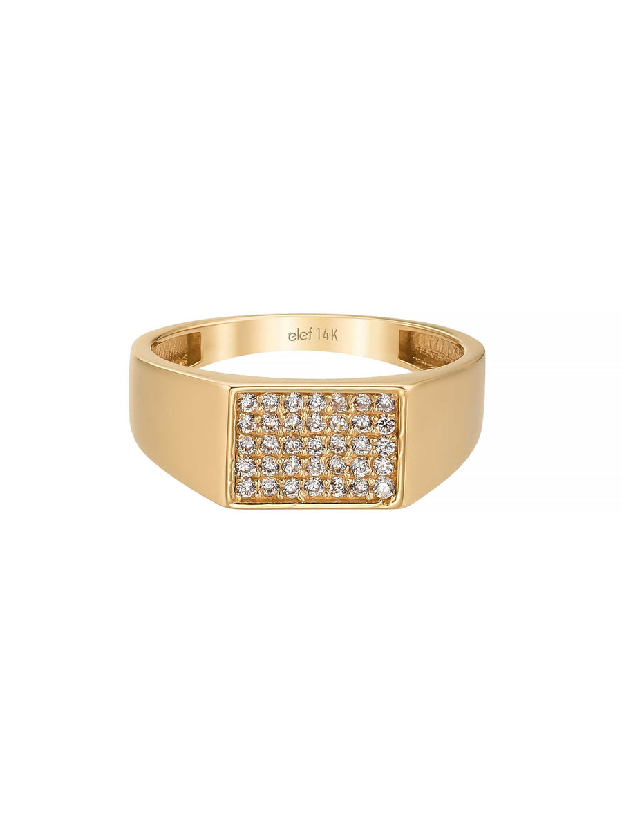 Diamond-Inspired Row Rectangular Ring in 14K Gold