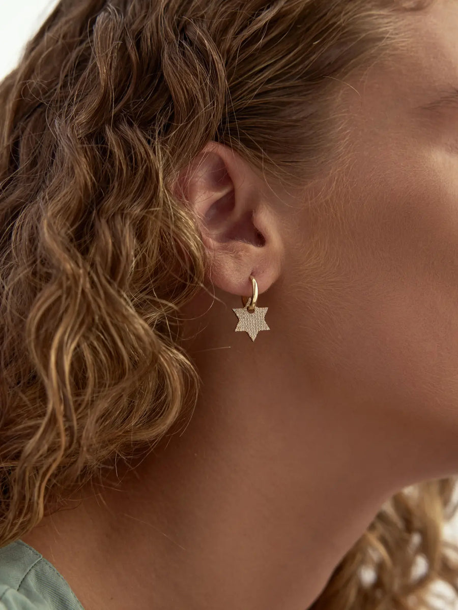 Diamond Sparkling Star Earrings in 14K Gold