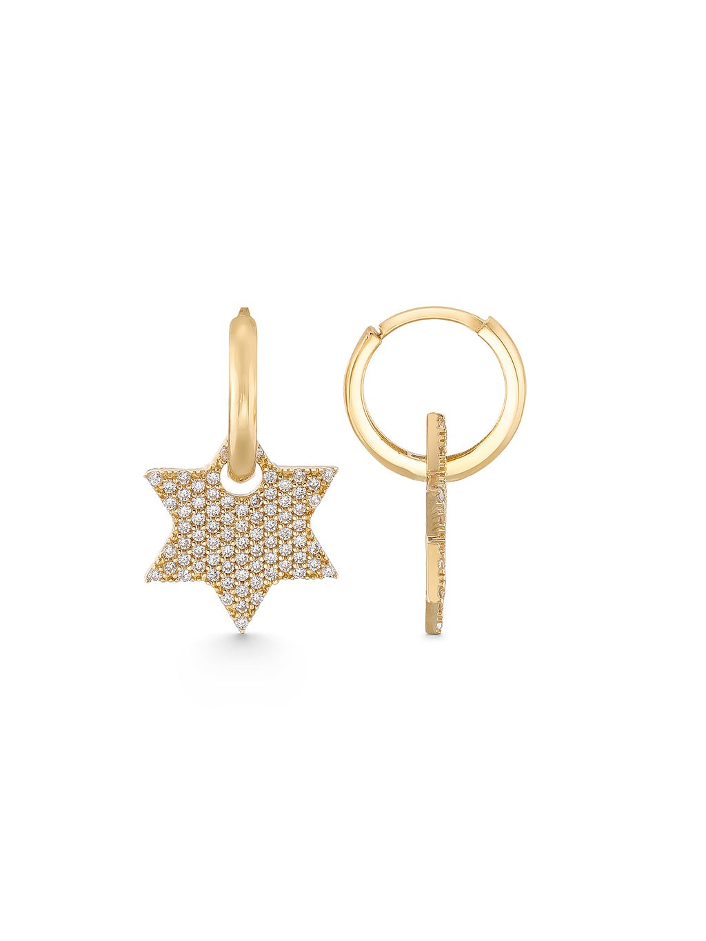 Diamond Sparkling Star Earrings in 14K Gold by Elef Jewelry