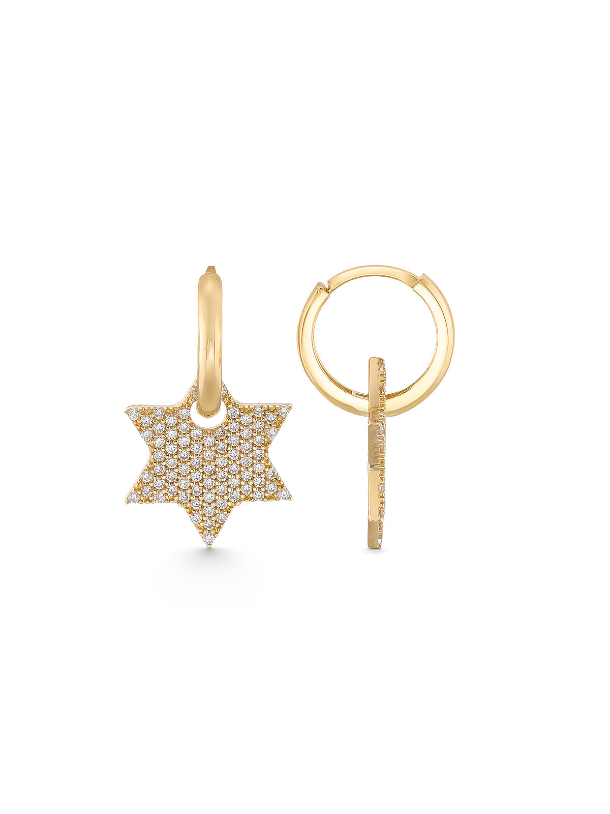 Diamond Sparkling Star Earrings in 14K Gold by Elef Jewelry