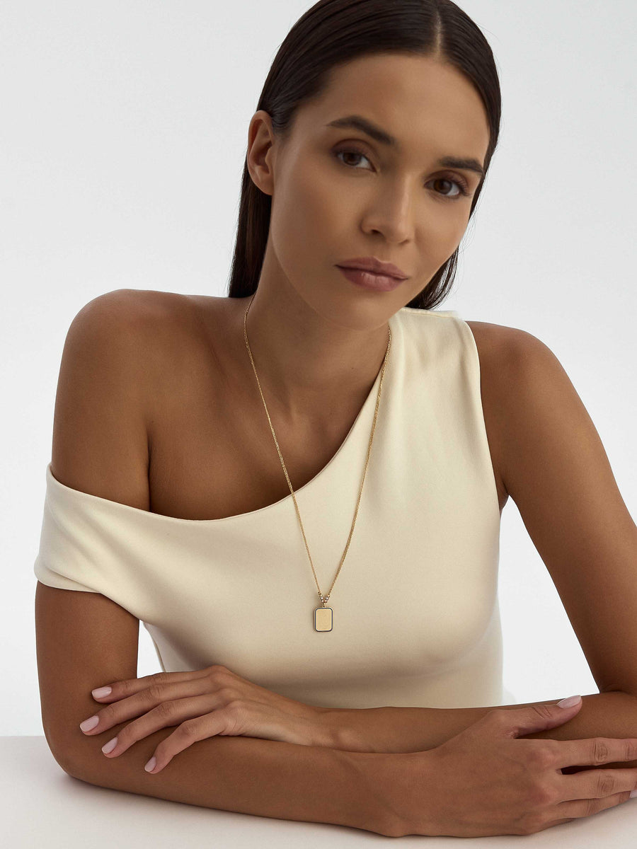 Disc On Ya Fettah Inscribed Enamel Necklace in 14K Gold