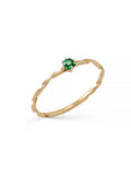 Prenses Cut Emerald Green Stone Twisted Ring in 14K Gold by Elef Jewelry
