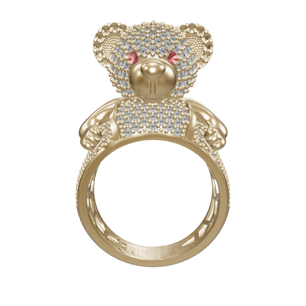 Teddy Bear Stone Ring in 14K Gold