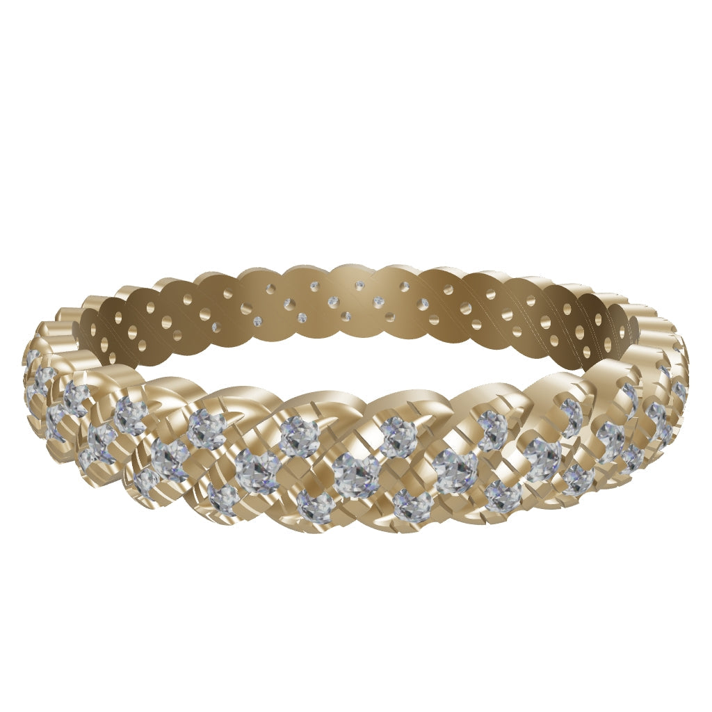 Braided Patterned Eternity Stone Ring in 14K Gold