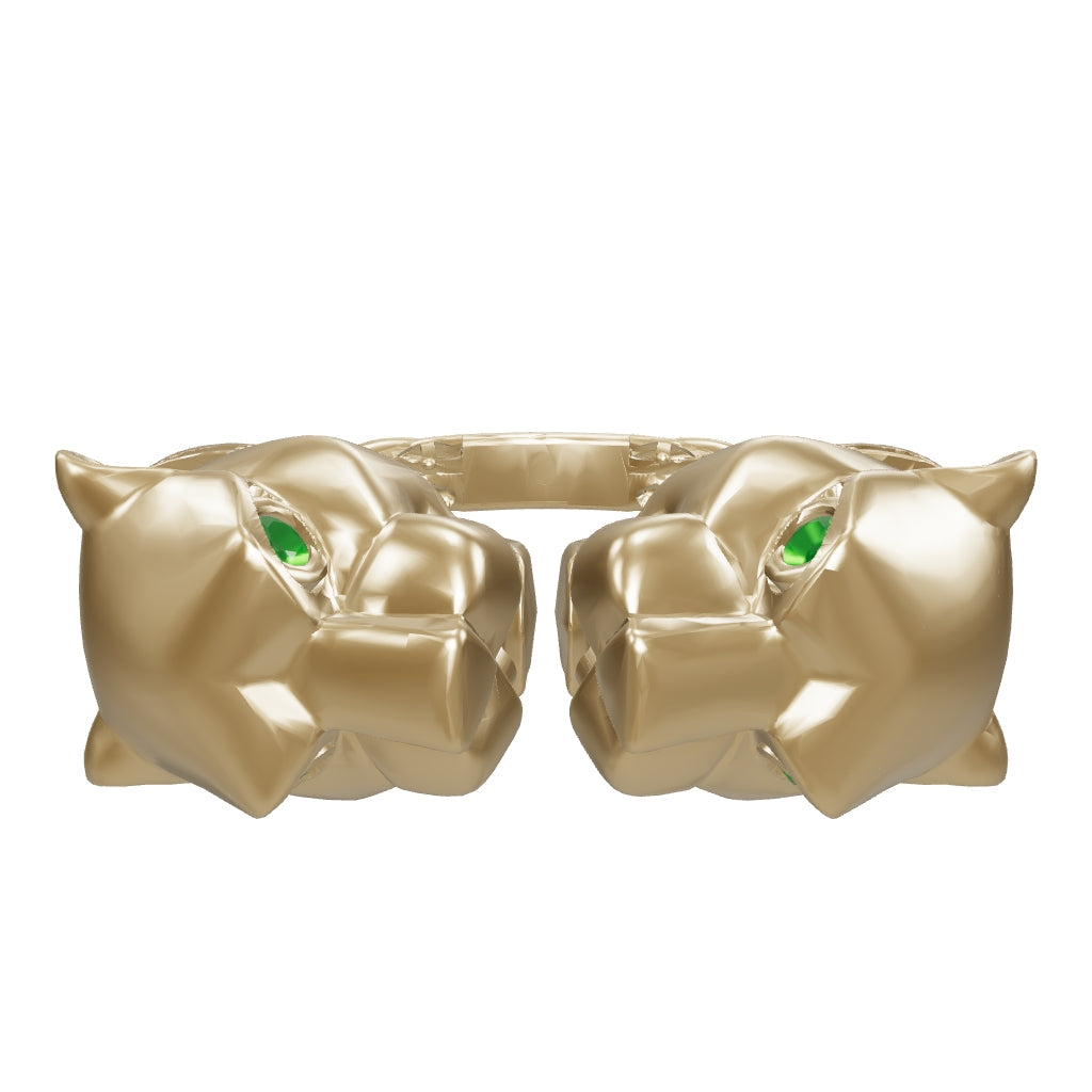 Panther Head Vintage Ring in 14K Gold