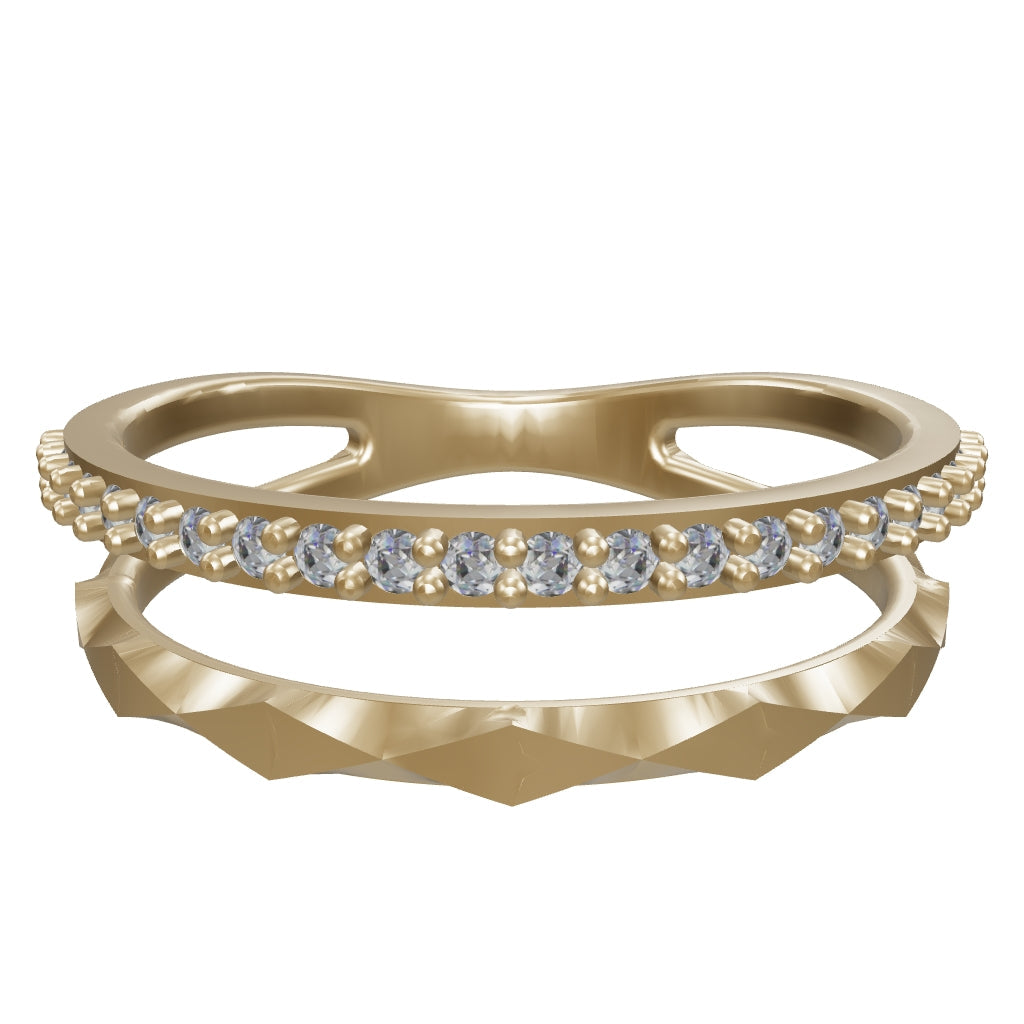 Slim Stone-Set Geometric Form Ring in 14K Gold