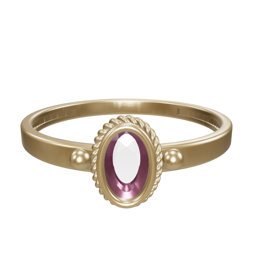 Oval Cut Purple Stone Minimal Ring in 14K Gold