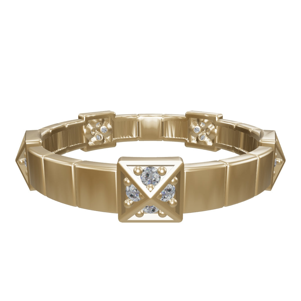Pyramid Stone Accents Ring in 14K Gold