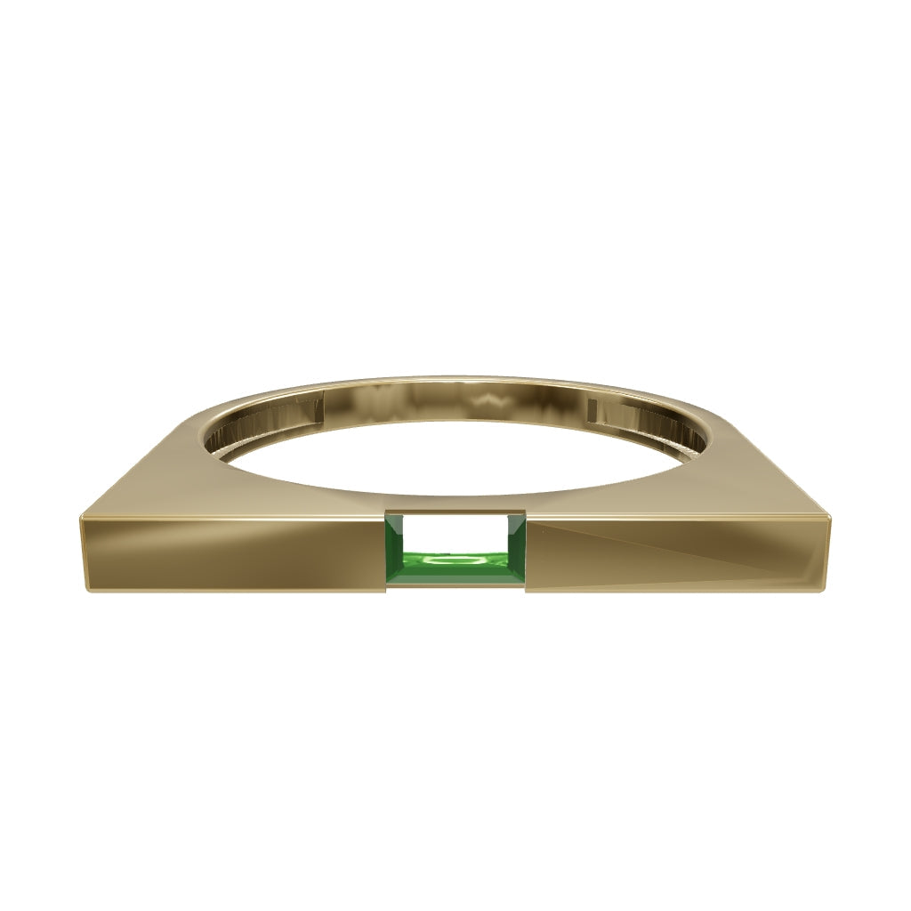 Baguette Green Stone Geometric Ring in 14K Gold