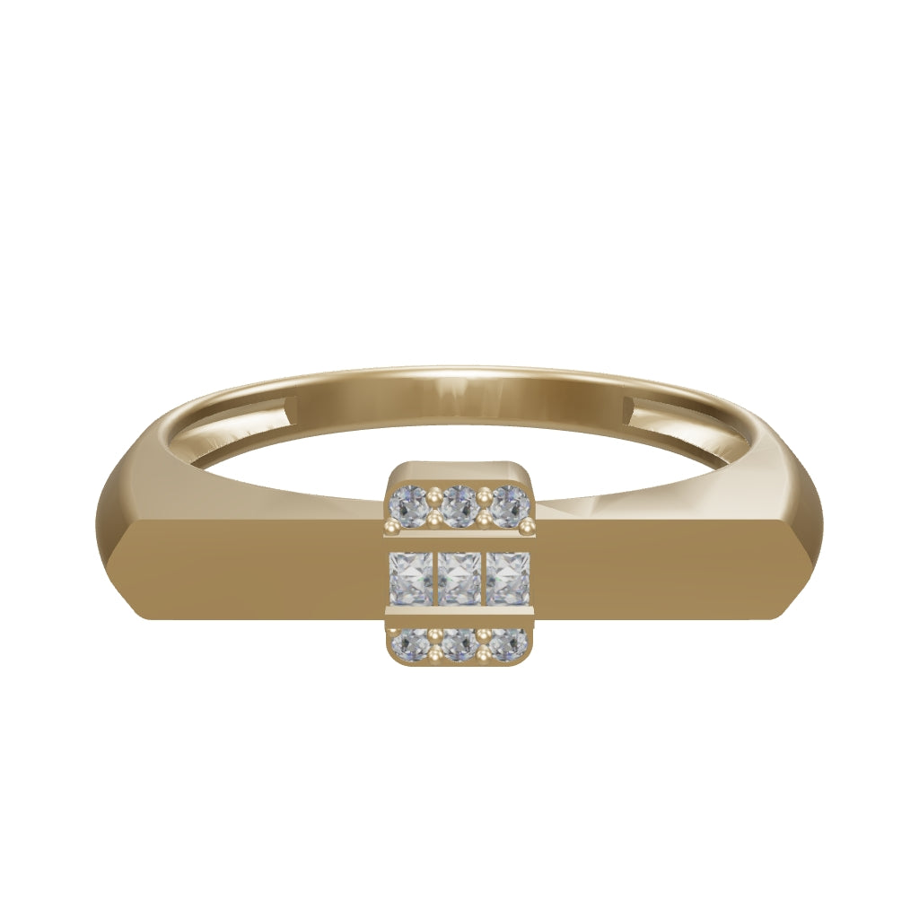 Baguette & Round-Cut Stone Ring in 14K Gold