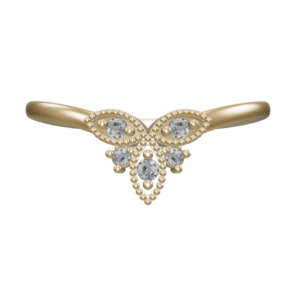 Clover Motif Stone Minimal Ring in 14K Gold