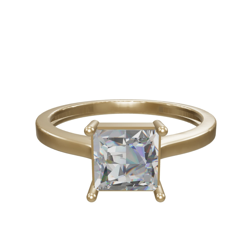Prenses Cut Solitaire Minimal Ring in 14K Gold