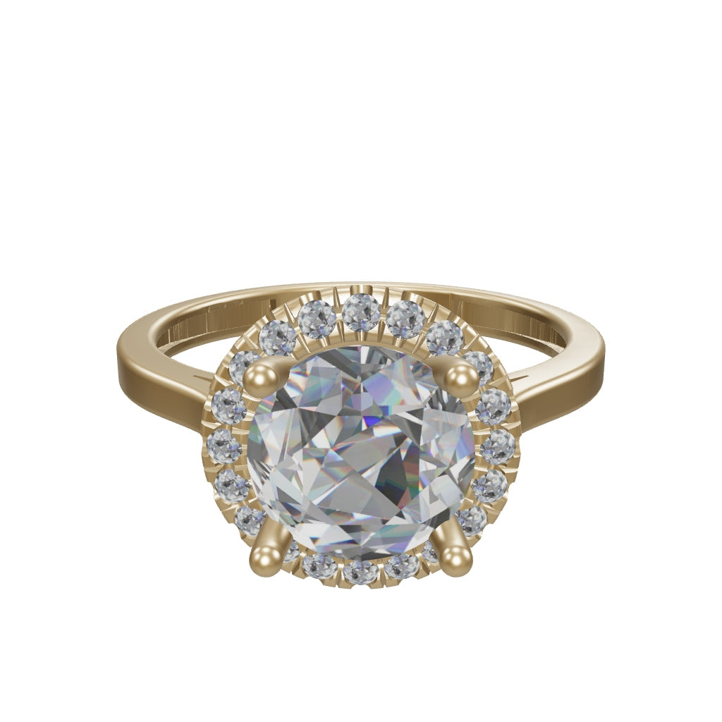 Halo Solitaire Round Cut Ring in 14K Gold