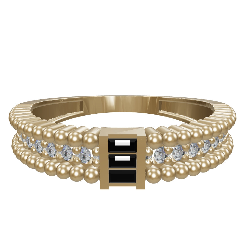 Double Stone-Set Geometric Ring in 14K Gold