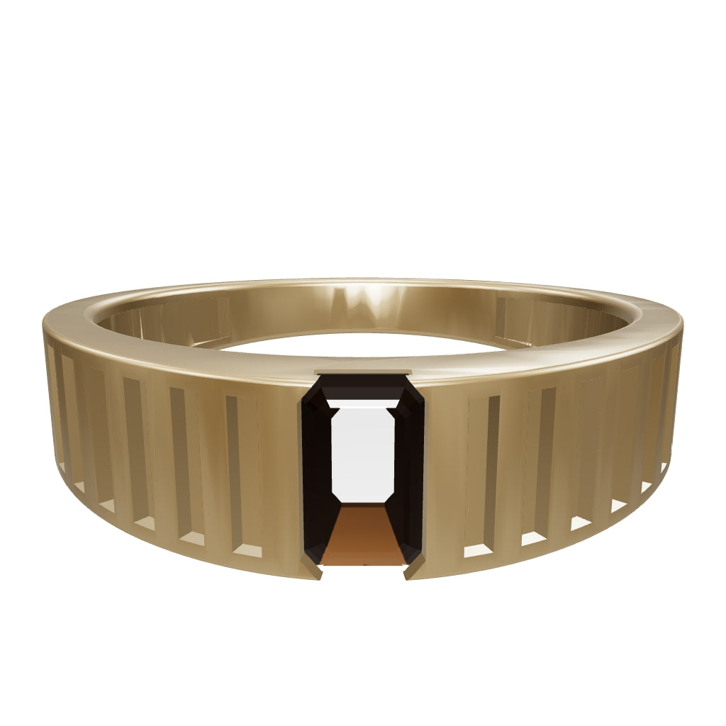 Black Baguette Stone Ring in 14K Gold
