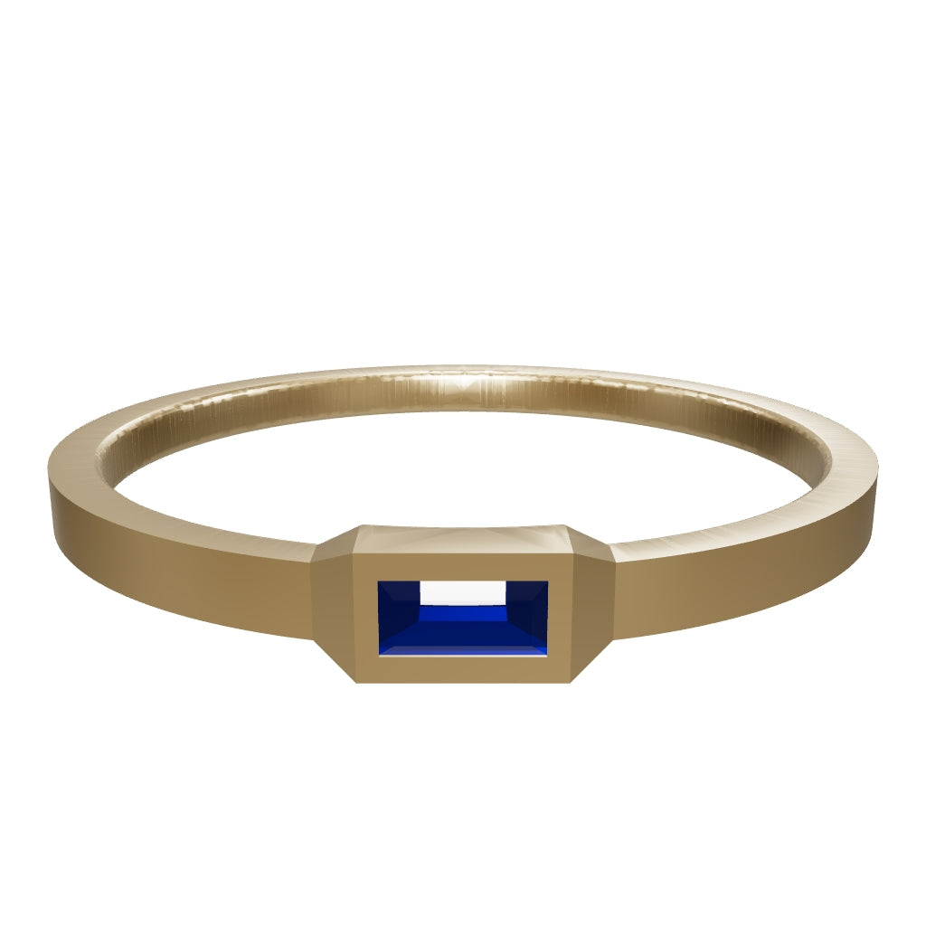 Sapphire-Inspired Baguette Stone Minimal Ring in 14K Gold