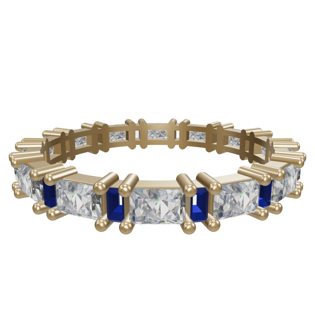 Baguette & Sapphire-Inspired Row Ring in 14K Gold