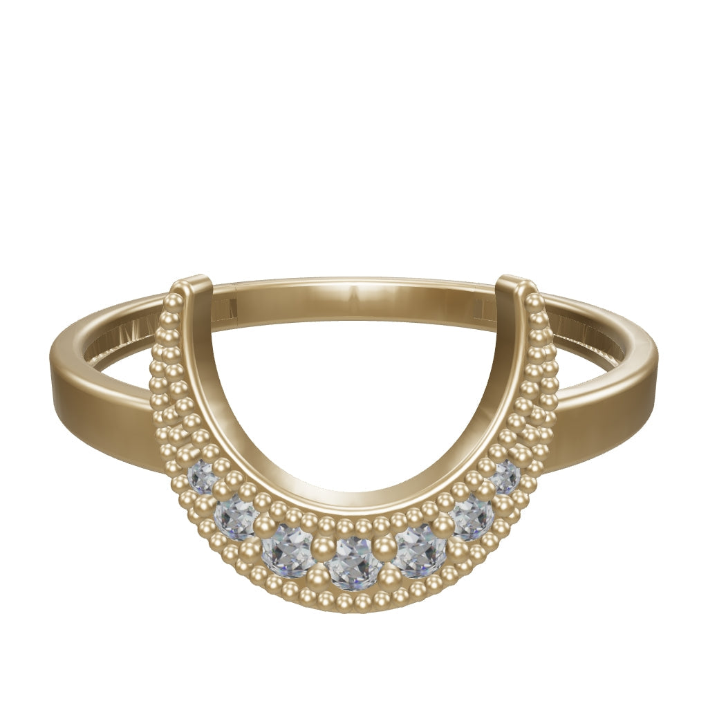 Crescent Motif Diamond-Inspired Ring in 14K Gold