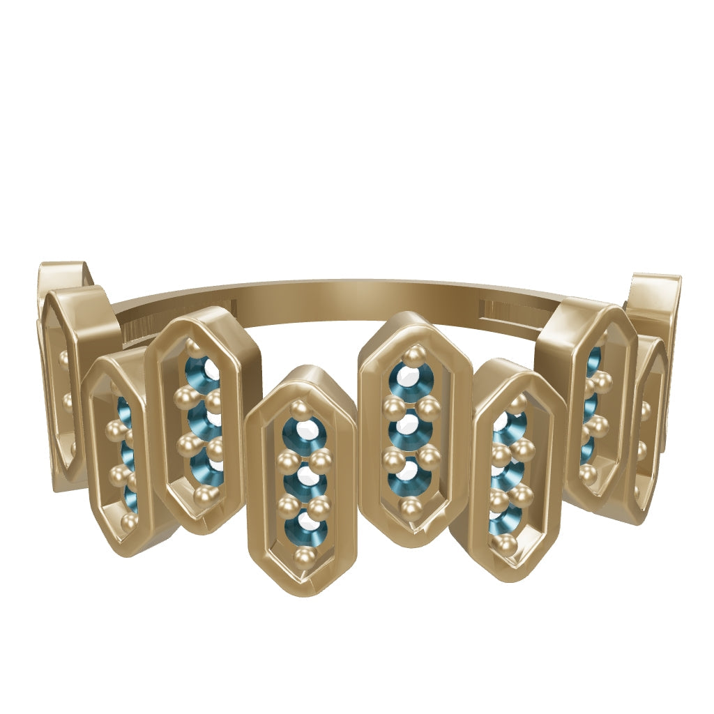 Geometric Sapphire-Inspired Stone Ring in 14K Gold