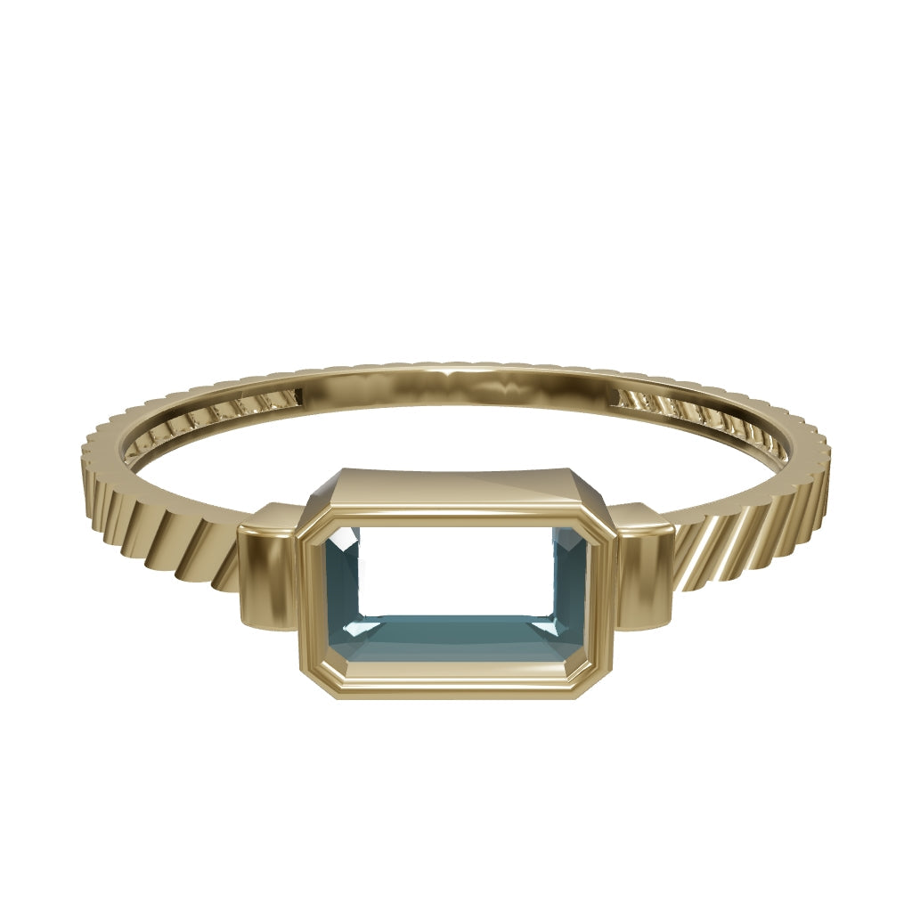 Sapphire-Inspired Baguette Stone Ring in 14K Gold