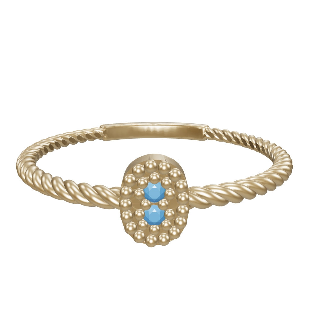 Oval Turquoise Stone Twisted Ring in 14K Gold