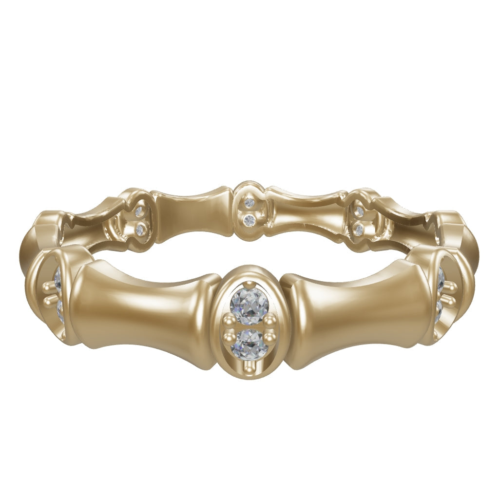 Bambusu Form Diamond-Inspired Ring in 14K Gold
