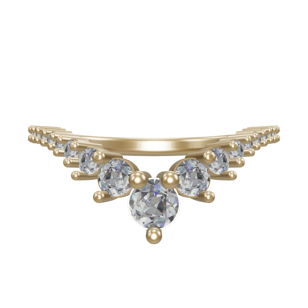 V-Shaped Sparkling Ring in 14K Gold
