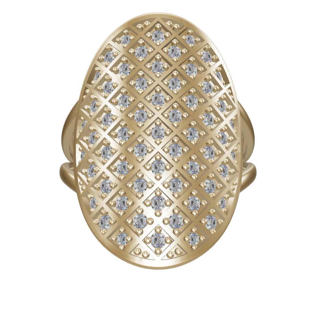 Oval Form Diamond-Inspired Ring in 14K Gold