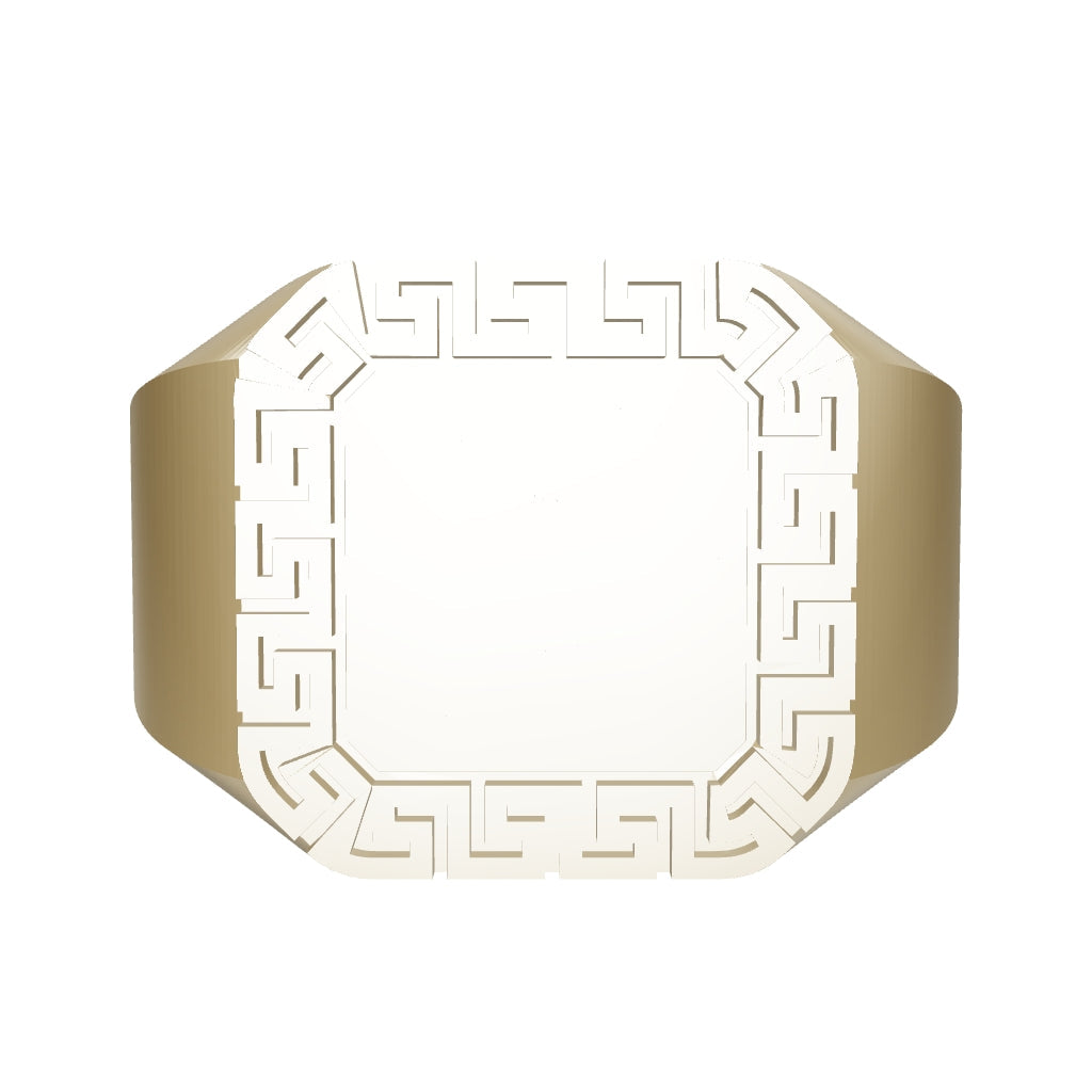 Grek Patterned Classic Ring in 14K Gold