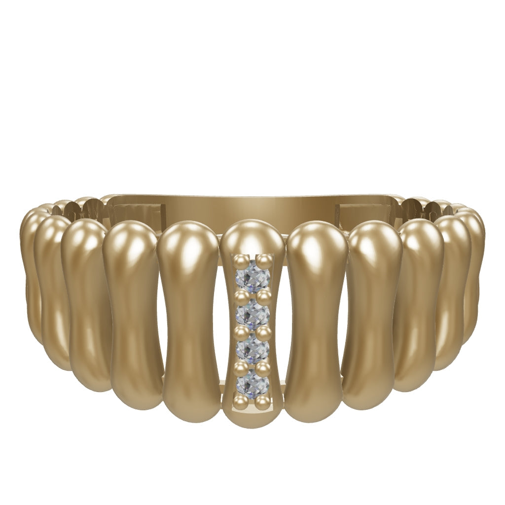 Domed Form Stone-Set Ring in 14K Gold