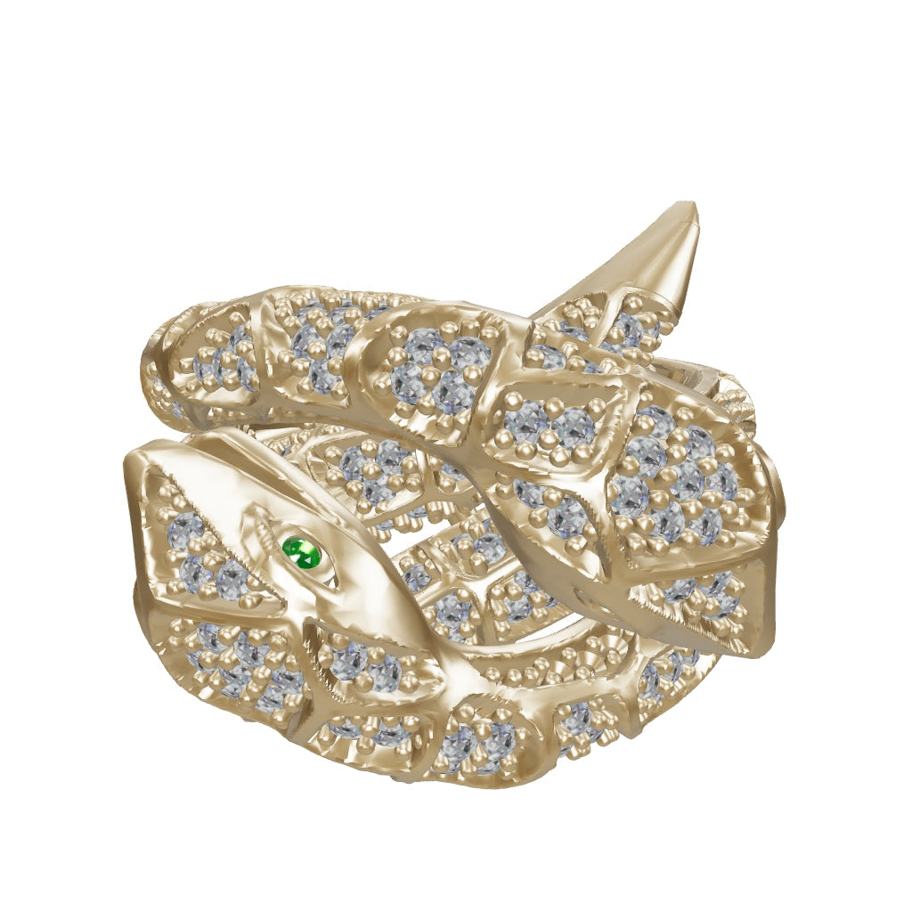 Snake Stone Ring in 14K Gold