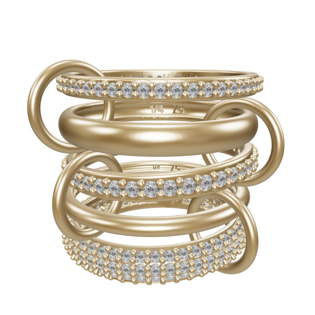 Multicolor Hoop & Stone Accents Ring in 14K Gold